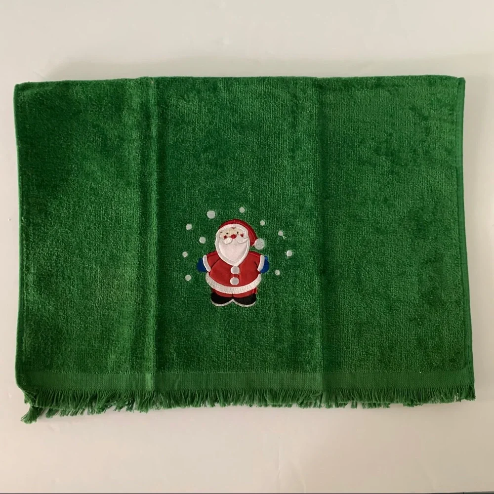 Set of 2 Santa Clause Decorative Home Festive Holiday Christmas Hand Towels